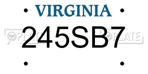 245SB7 Virginia License Plate