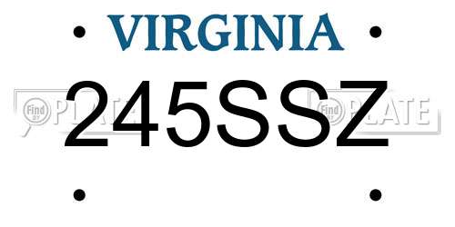 245SSZ Virginia License Plate