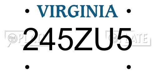 245ZU5 Virginia License Plate