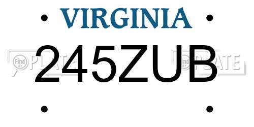 245ZUB Virginia License Plate
