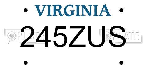 245ZUS Virginia License Plate