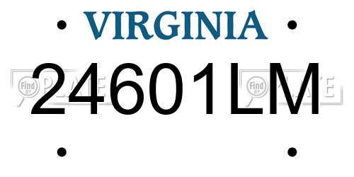 24601LM Virginia License Plate