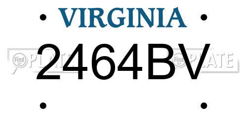 2464BV Virginia License Plate