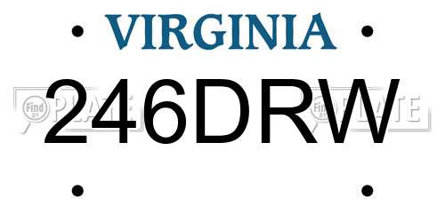 246DRW Virginia License Plate