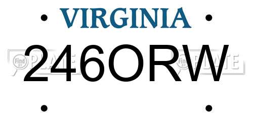 246ORW Virginia License Plate