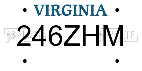 246ZHM Virginia License Plate