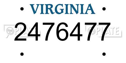 2476477 Virginia License Plate