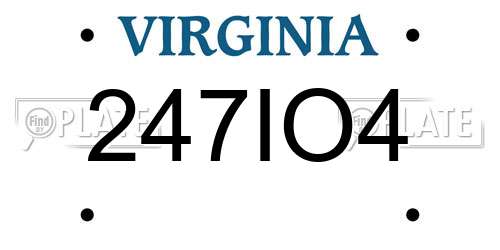 247IO4 Virginia License Plate