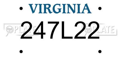 247L22 Virginia License Plate