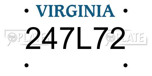 247L72 Virginia License Plate