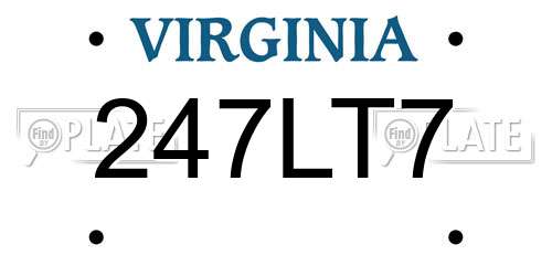 247LT7 Virginia License Plate