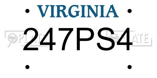 247PS4 Virginia License Plate
