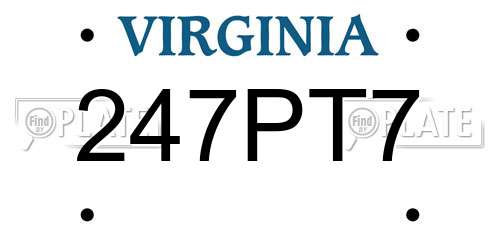 247PT7 Virginia License Plate