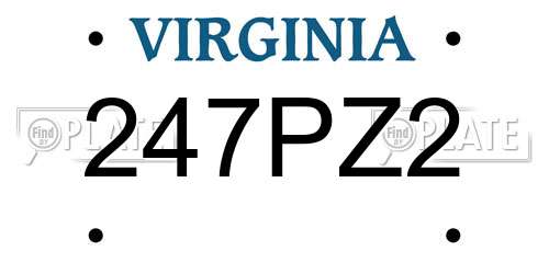 247PZ2 Virginia License Plate