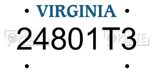 24801T3 Virginia License Plate