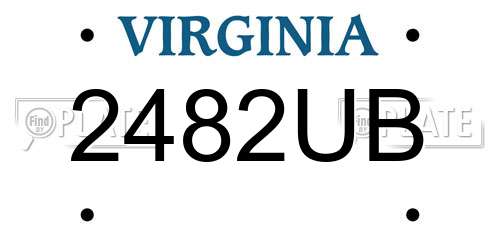 2482UB Virginia License Plate