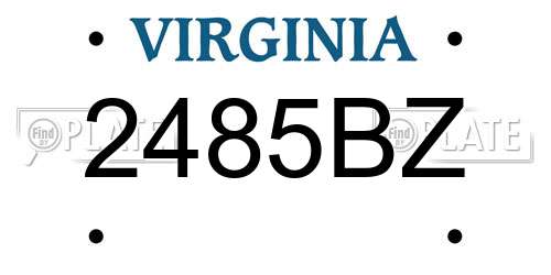 2485BZ Virginia License Plate