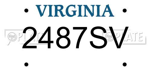2487SV Virginia License Plate