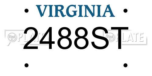 2488ST Virginia License Plate