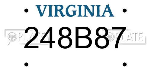 248B87 Virginia License Plate
