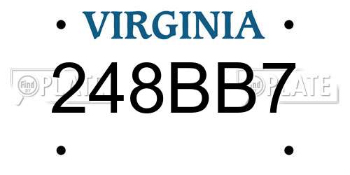 248BB7 Virginia License Plate