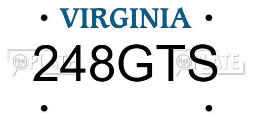 248GTS Virginia License Plate
