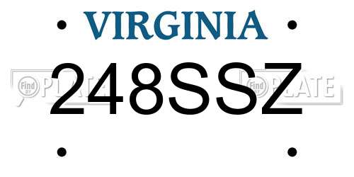 248SSZ Virginia License Plate