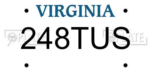 248TUS Virginia License Plate