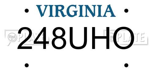 248UHO Virginia License Plate