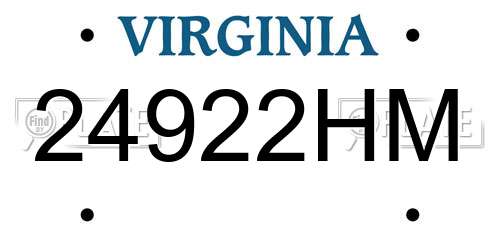 24922HM Virginia License Plate
