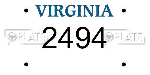2494 Virginia License Plate