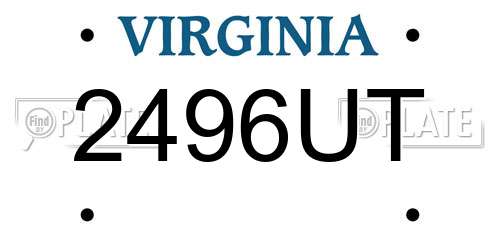 2496UT Virginia License Plate