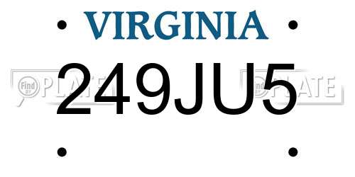 249JU5 Virginia License Plate