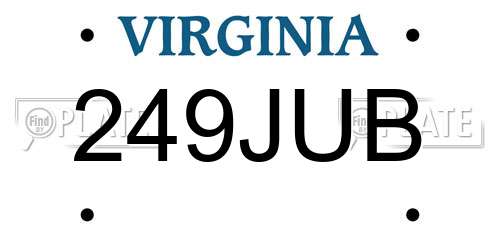 249JUB Virginia License Plate