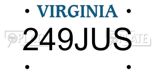 249JUS Virginia License Plate