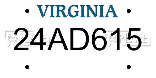 24AD615 Virginia License Plate