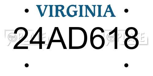 24AD618 Virginia License Plate