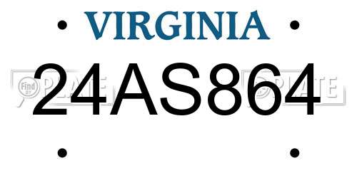 24AS864 Virginia License Plate