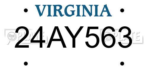 24AY563 Virginia License Plate