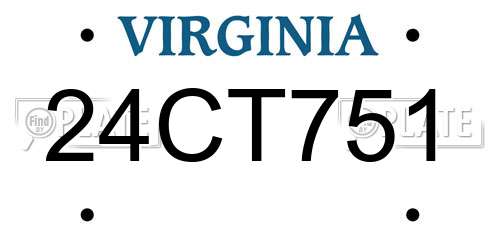24CT751 Virginia License Plate