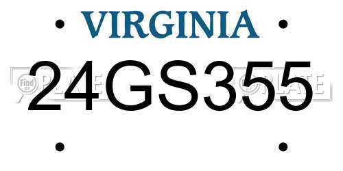 24GS355 Virginia License Plate
