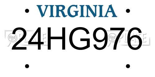 24HG976 Virginia License Plate