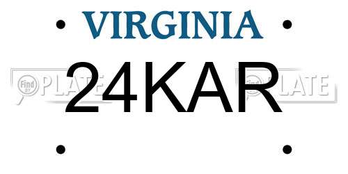 24KAR Virginia License Plate