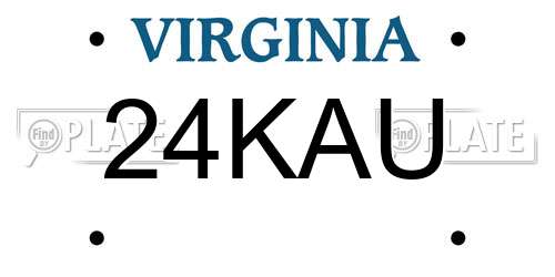 24KAU Virginia License Plate