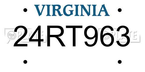 24RT963 Virginia License Plate