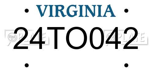 24TO042 Virginia License Plate