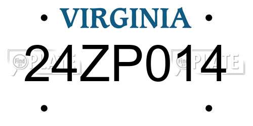 24ZP014 Virginia License Plate