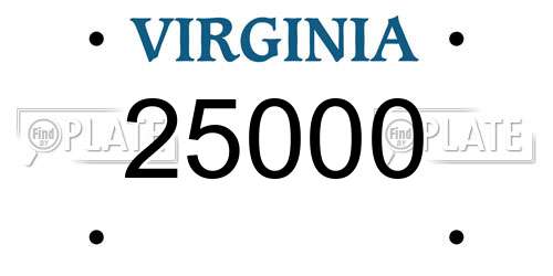 25000 Virginia License Plate