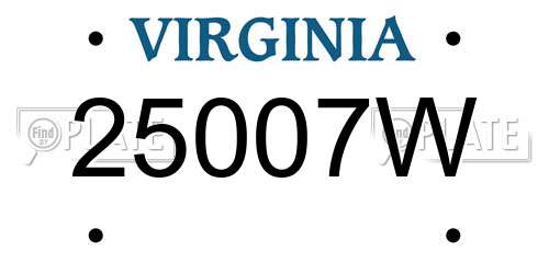 25007W Virginia License Plate
