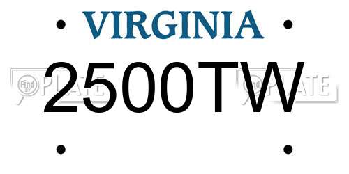 2500TW Virginia License Plate
